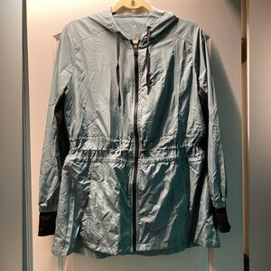 Women’s Light Teal Blue Utility Jacket with Black Accents. Size S.
